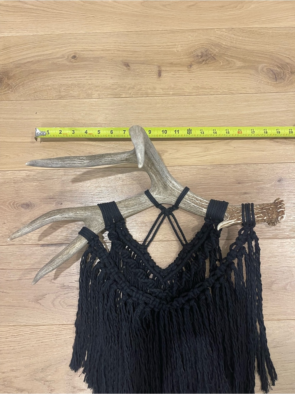 Boho Black Antler Macramé Wall Hanging - Picture 3 of 4
